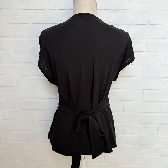 Ted Baker London Women's Black Chiffon V neck Wrap Blouse Top -sz  2 - Picture 3 of 7